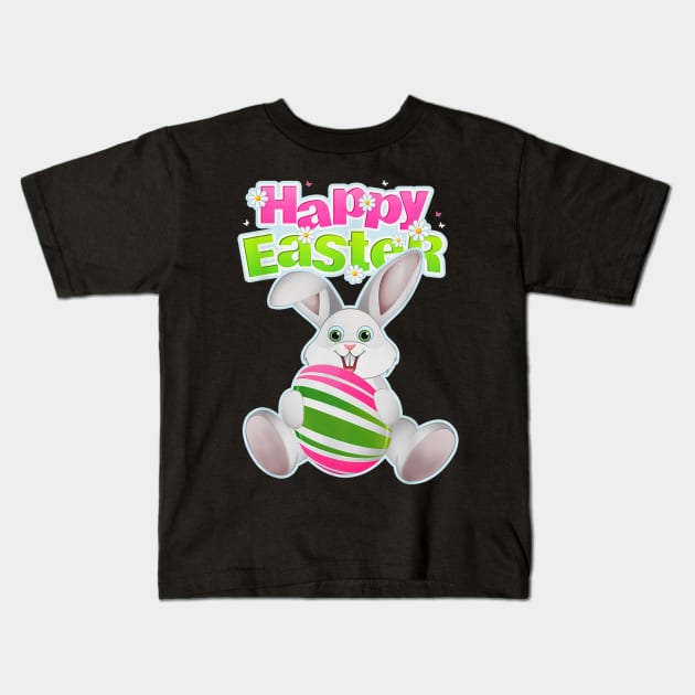 Funny Bunny Rabbit Happy Easter Day Kids T-Shirt by Marcelo Nimtz